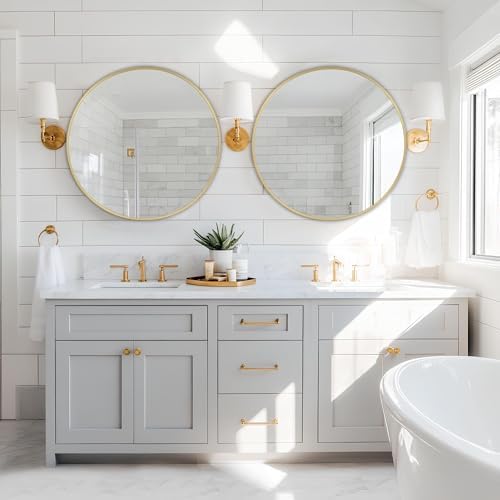MZON 20 Inch Round Gold Frame Wall Mirror