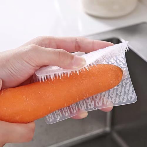Finger Holder Vegetable Brush with Flexible Silicone for Easy Cleaning