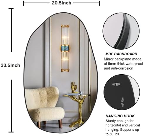 NEUWEABY Irregular Wall Mirror 335x205 Unique Modern Design