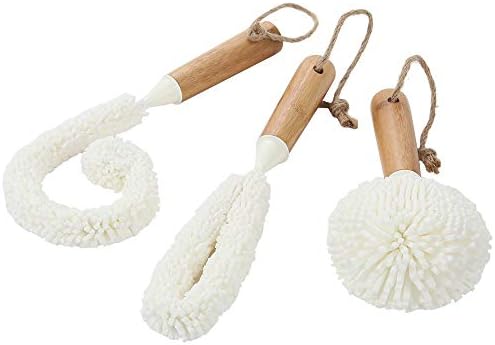 Lilys Home Decanter Cleaning Brush Set with Bamboo Handles