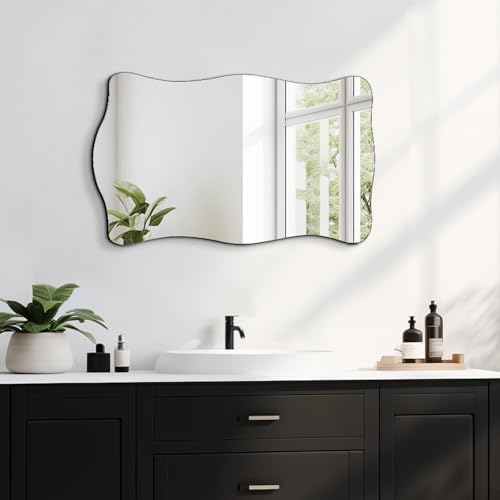 PUZONJIG Irregular Mirror 32x21 Black Frameless