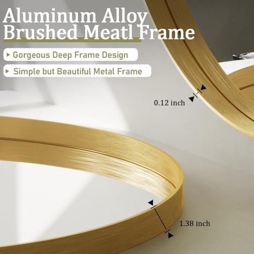 VooBang 32 Inch Round Gold Mirror for Bathroom