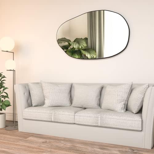 CONGUILIAO Irregular Wall Mirror 335 x 205 Black Wood Frame Modern Decor