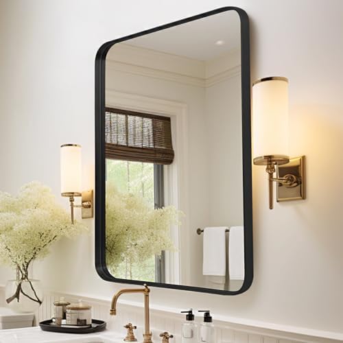 Anpark 24x36 Inch Black Metal Wall Mirror with Deep Frame