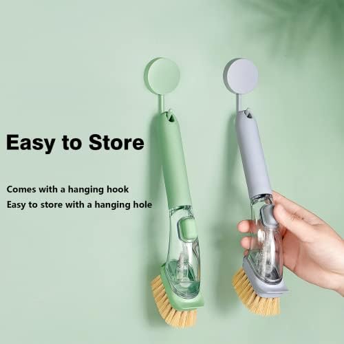 DAPOWER Dish Brush with Handle and Soap Dispenser 1