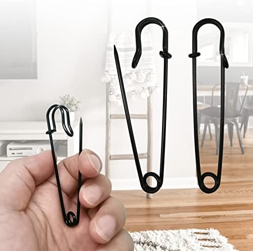 Urmspst 30pc Large Safety Pins Black Pack for Crafts Sewing
