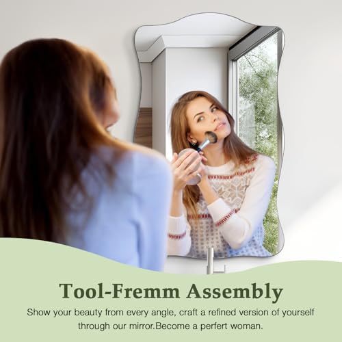 PUZONJIG Irregular Mirror 32x21 Black Frameless