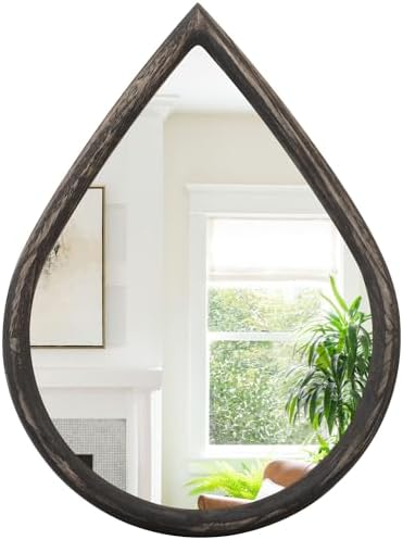 FEUFOAM Black Teardrop Wall Mirror 16x20 Inches