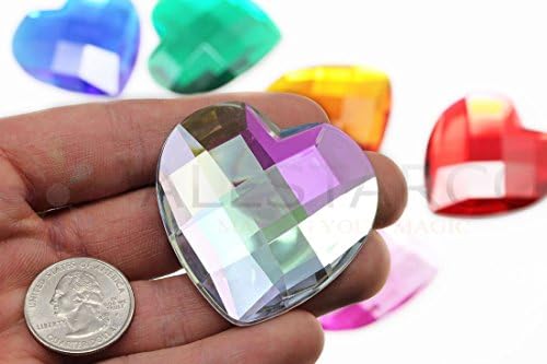 Allstarco 50mm Heart Rhinestones 2 Pieces Flat Back Crystal AB H702