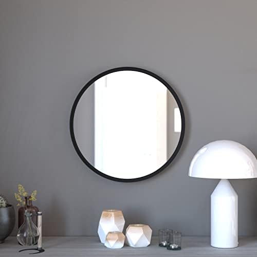 Merrick Lane Monaco Round Accent Mirror - 24 Black Metal Frame