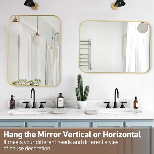FARMER 22x30 Inch Matte Gold Bathroom Mirror