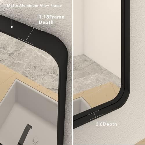 CHARMOR 20x30 Inch Black Metal Framed Wall Mirror