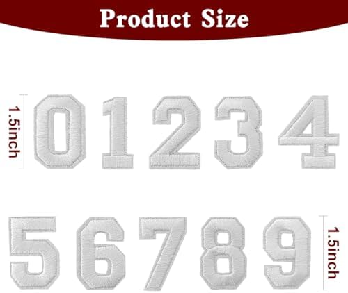 30PCS Embroidery Applique Patches - White 0-9 Iron On Numbers