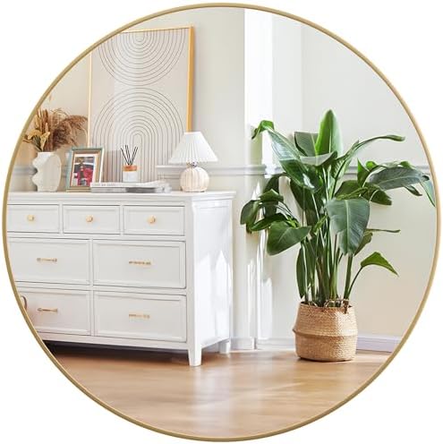 Gold Circle Mirror for Wall 32 Inch Round Bathroom Mirror