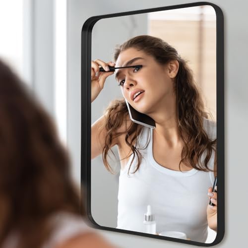 Anpark 24x36 Inch Black Metal Wall Mirror with Deep Frame