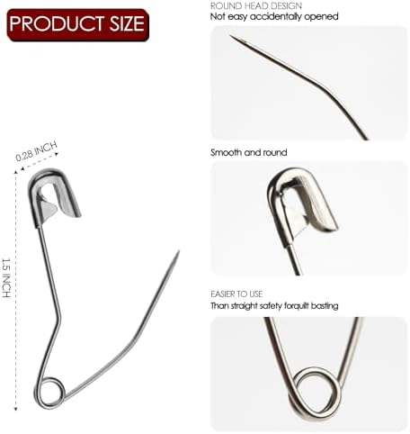 100 Pack Curved Safety Pins for Quilting 1