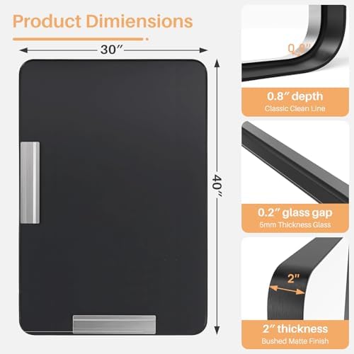 Atilioo 40x30 Inch Black Metal Bathroom Mirror