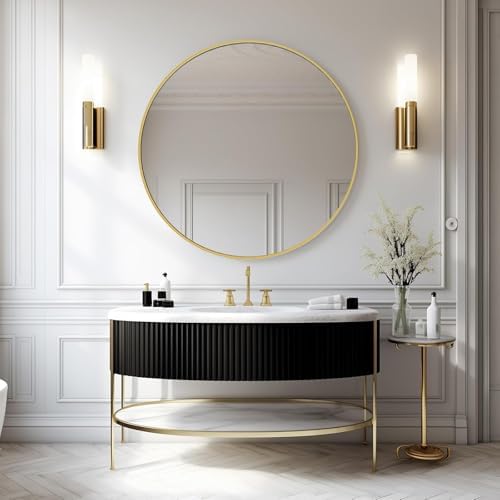 20 Inch Round Wall Mirror with Metal Frame and Shatterproof Film