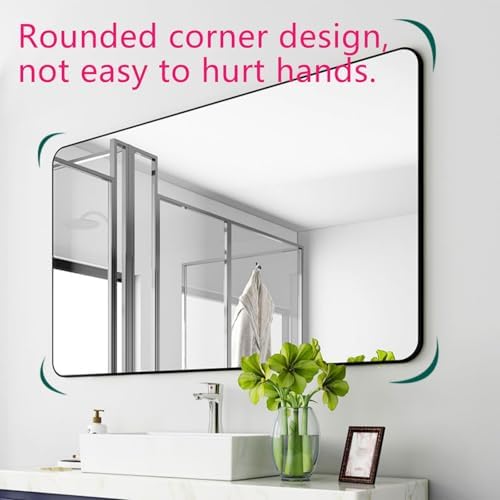 Rectangular Aluminum Bathroom Mirror with Round Corners White 30x40cm