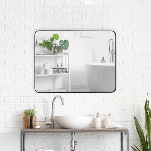 30x40 Inch Black Metal Framed Wall Mirror
