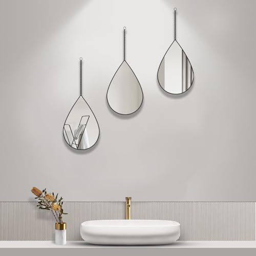 Teardrop Shape Framed Hanging Mirror Gold