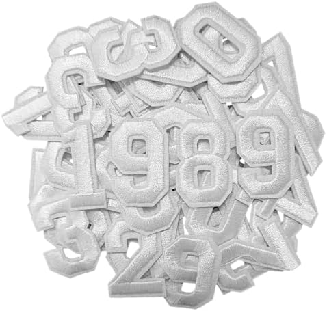 30PCS Embroidery Applique Patches - White 0-9 Iron On Numbers