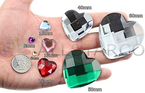 Allstarco 50mm Heart Rhinestones 2 Pieces Flat Back Crystal AB H702