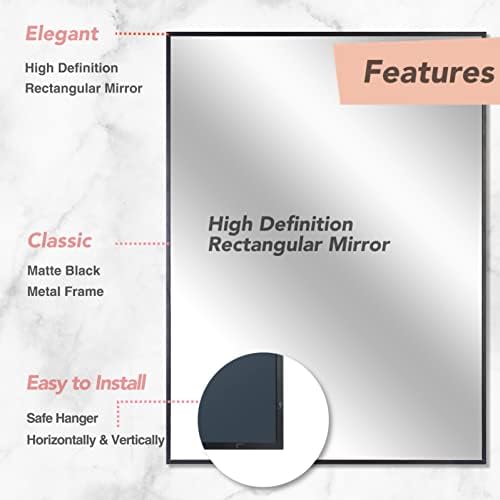 DAIEAR 24 X 32 Black Wall Bathroom Mirror With Metal Frame
