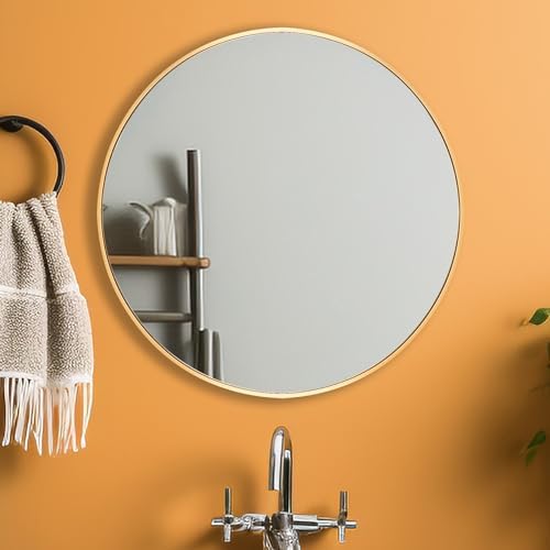 24 Inch Gold Round Wall Mirror with Metal Frame