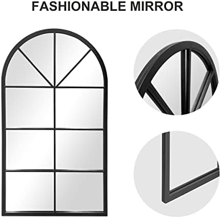 ZMYCZ Wall Mounted Mirror Arched Bathroom Mirror Black 38x24 Inches