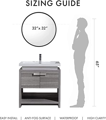 SHERBECK 32 Black Round Wall Mirror