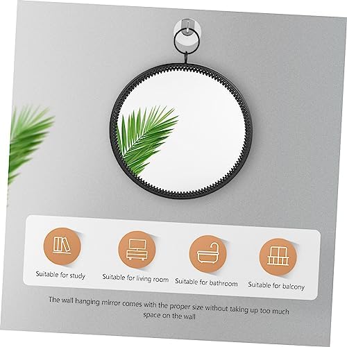 BUGUUYO Round Black Metal Wall Mirror for Bathroom