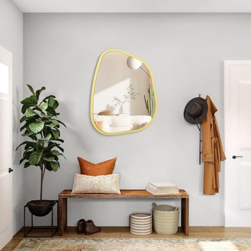 Asymmetrical Irregular Oval Wood Frame Mirror 20x16