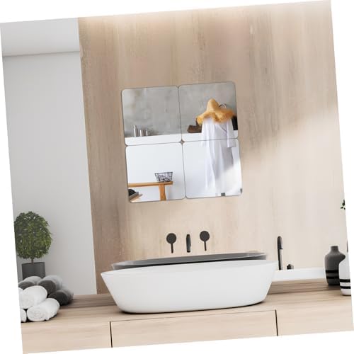 4 Pack Self Adhesive Mirror Tiles Black 20x20cm for Wall Decor