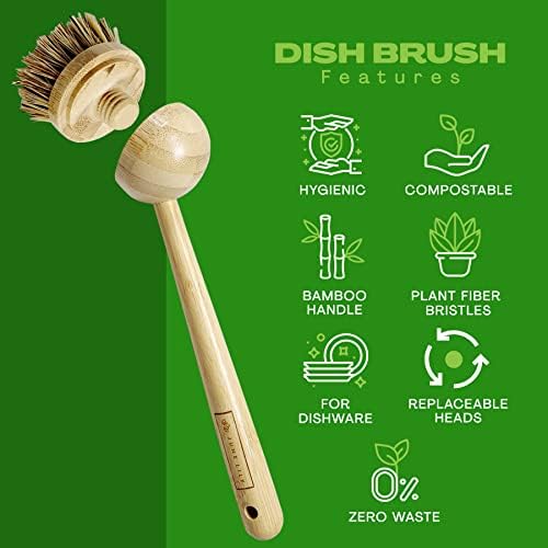 June Lily Long Coconut Dish Brush - Vegan Compostable