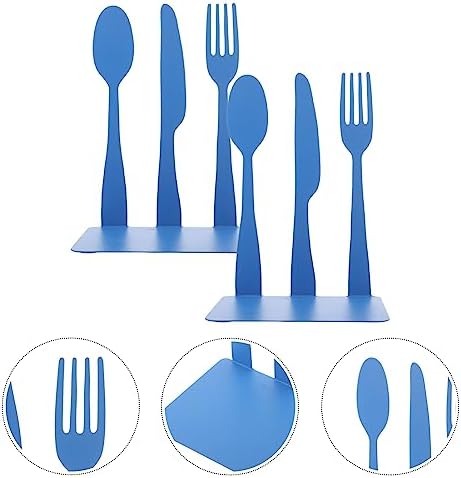 Cabilock 2pcs Metal Cookbook Bookends with Non-Slip Pads