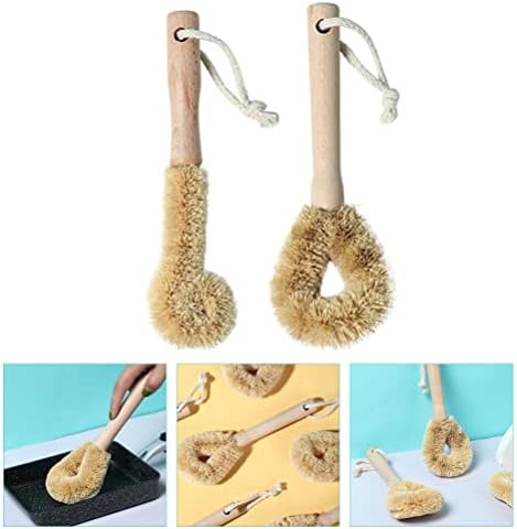 iplusmile 2pcs Kitchen Cleaning Brush with Bamboo Handle 1