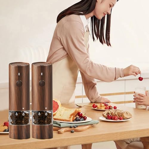 SOONHUA Rechargeable Salt Pepper Mill Set with LED Light