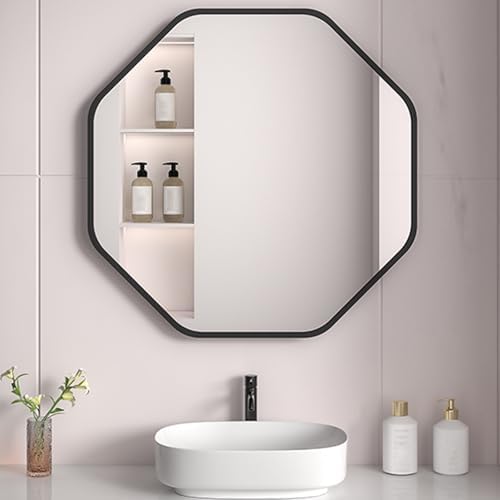 TZUFA Octagon Wall Mirror with Aluminum Frame - Black 40x40CM