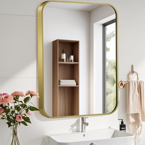 FARMER 22x30 Inch Matte Gold Bathroom Mirror