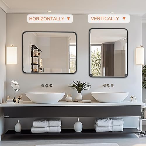 Wall-Mounted Bathroom Vanity Mirror 40x30 Matte Black