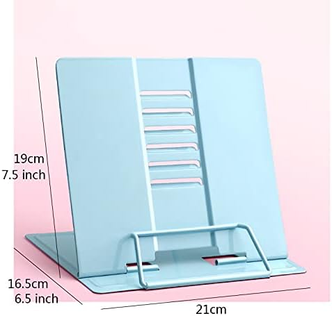 Adjustable Metal Book Stand for Kitchen and Office Blue