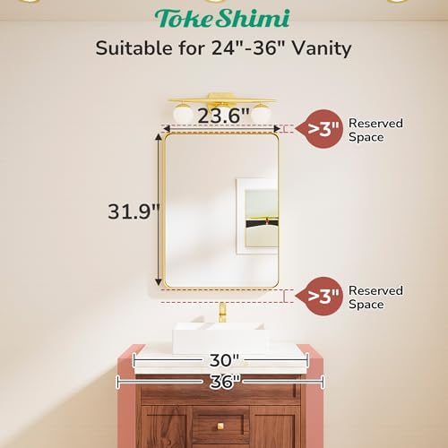 TokeShimi 24x32 Black Bathroom Mirror with Tempered Glass 1