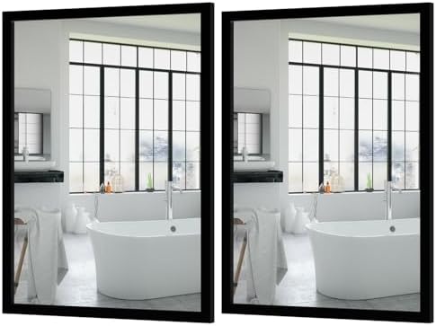 Black Large Bathroom Wall Mirror Set of 2
