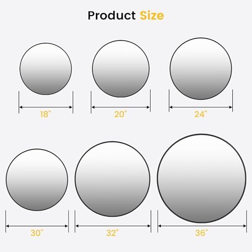 Modern 20 Inch Round Mirror with Metal Frame