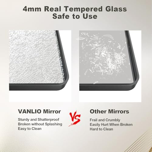 VANLIO 20x30 Inch Matte Black Framed Bathroom Mirror