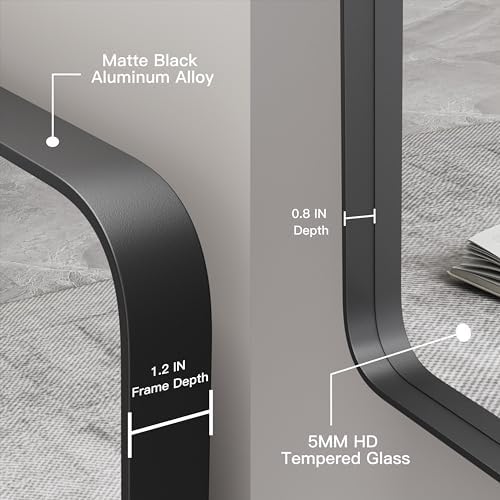 Yamazakura Matte Black Bathroom Mirror 20x30 Inch