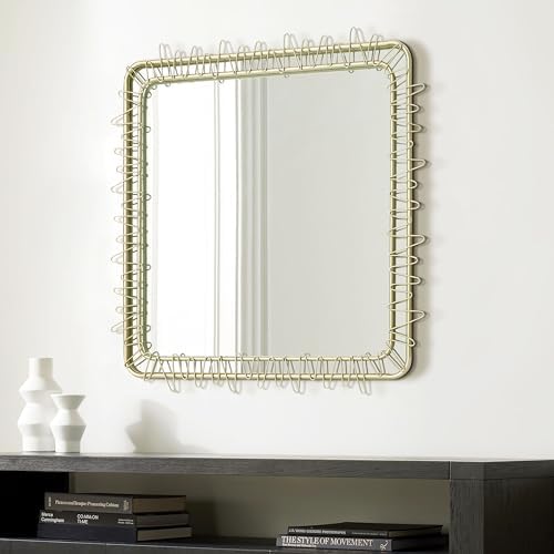 LuxenHome 30 Gold Square Wall Mirror for Bathroom