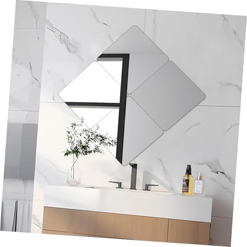 4 Self-Adhesive Square Mirrors 20x20cm Black Wall Mirror Tiles No Tools Needed