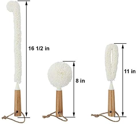 Lilys Home Decanter Cleaning Brush Set with Bamboo Handles